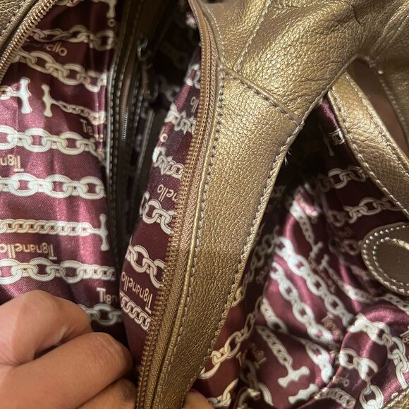 🆕 Tignanello Bronze Leather Shoulder Bag With wallet - Picture 10 of 11